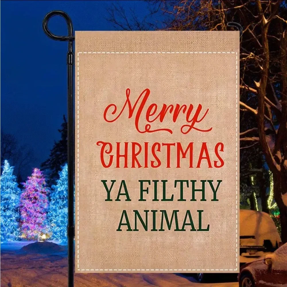 Merry Christmas Ya Filthy Animal Outdoor Flag, NWT
